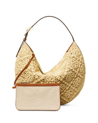 T Monogram Raffia Balloon Bag