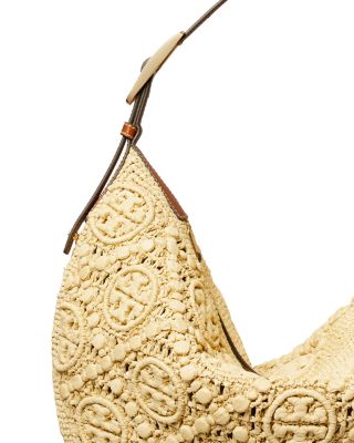 T Monogram Raffia Balloon Bag