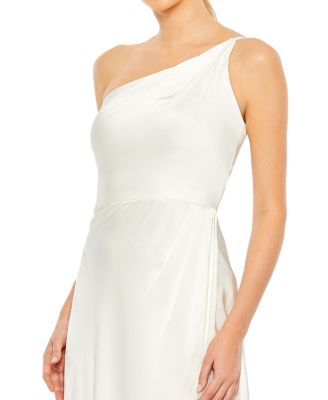 One Shoulder Hi-Low Draped Charmeuse Dress