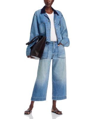 Georgia High Rise Cropped Wide Leg Jeans in Galton Indigo