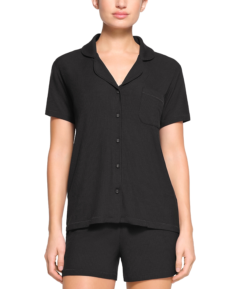 Skims Womens Soft Lounge Stretch-woven Short Pyjamas Onyx In Black