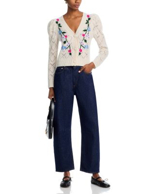 AQUA 100% Cashmere Embroidered Cardigan - Exclusive