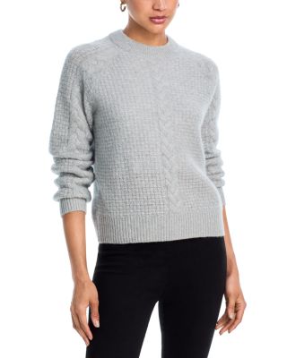 100% Cashmere Basketweave Cable Crewneck Sweater - Exclusive