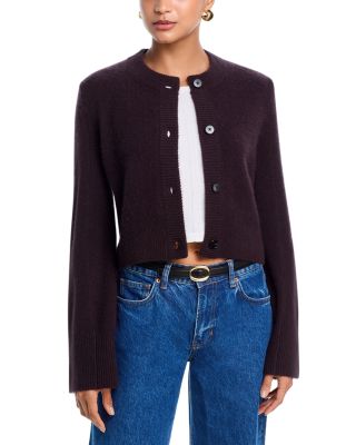 100% Cashmere Cropped Wide Sleeve Crewneck Cardigan - Exclusive