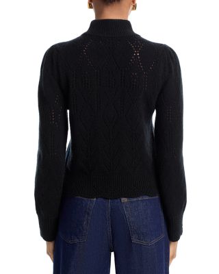 100% Cashmere Pointelle Mock Neck Sweater - Exclusive