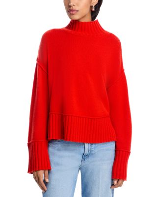 AQUA - Boxy Mock Neck Cashmere Sweater - Exclusive