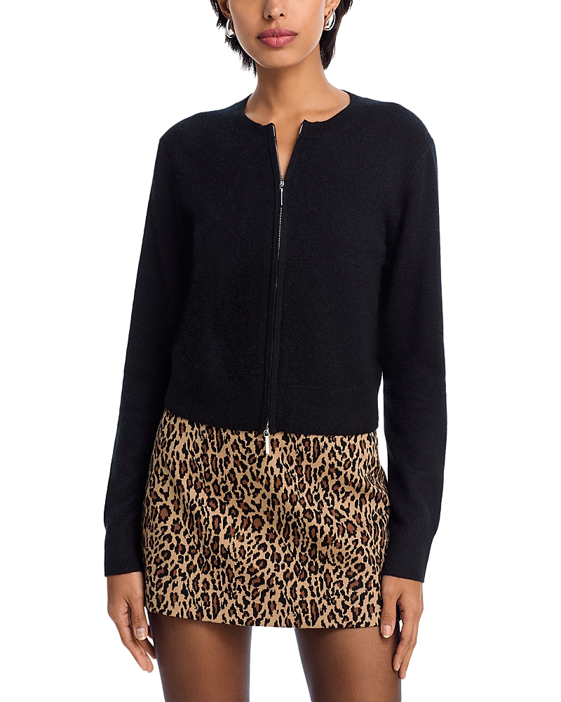 Aqua Full Zip Cashmere Crewneck Cardigan - Exclusive