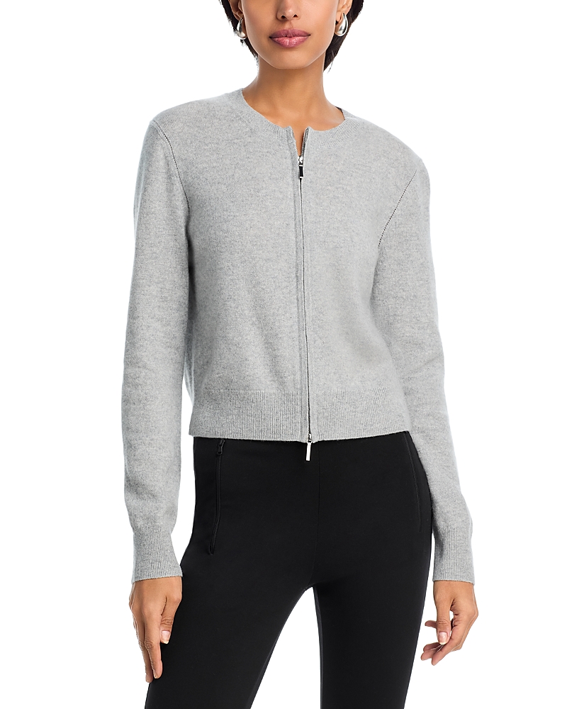 Aqua Full Zip Cashmere Crewneck Cardigan - Exclusive