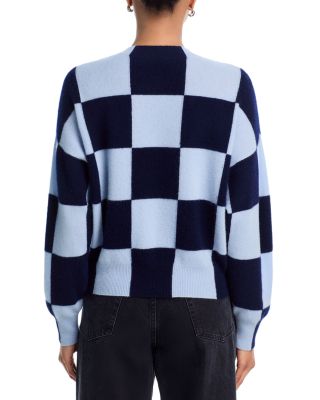 100% Cashmere Brushed Cropped Check Sweater - Exclusive