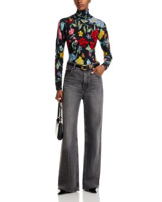100% Cashmere Printed Floral Turtleneck Sweater - Exclusive