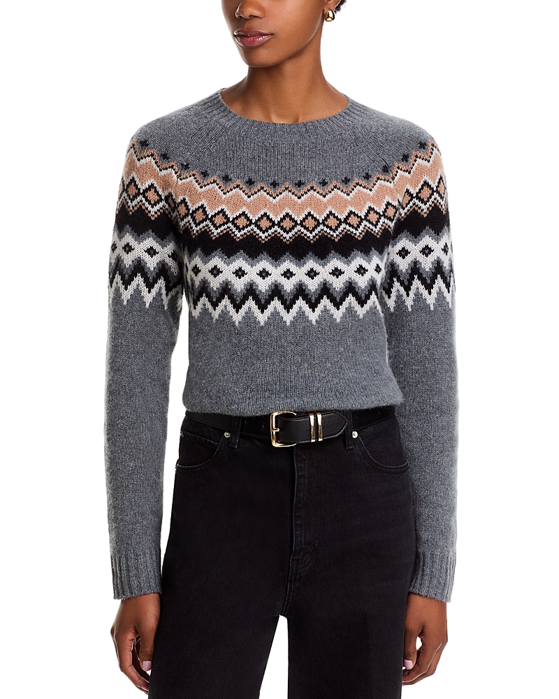 C By Bloomingdale's Cashmere Fairisle Crewneck Sweater - Exclusive In Gray
