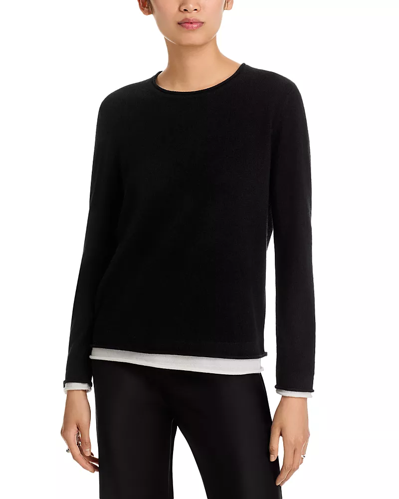 C by Bloomingdale's Cashmere Double Layer Cashmere Crewneck Sweater - Exclusive