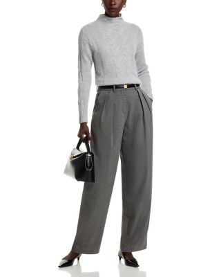 100% Cashmere Mock Neck Cable Sweater - Exclusive