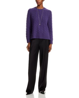 100% Cashmere Cable Knit Crewneck Sweater - Exclusive