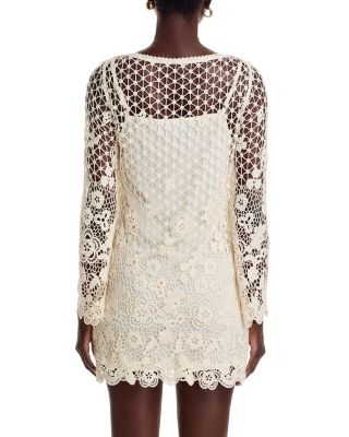 Crochet Boat Neck Bell Sleeve Dress - Exclusive