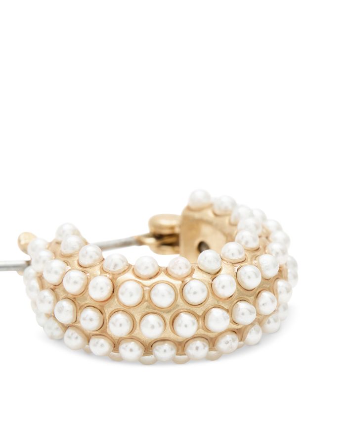 Imitation Pearl Huggie Hoop Earrings