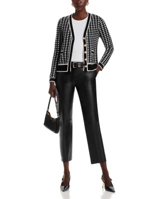 Houndstooth Contrast Trim Cashmere Cardigan - Exclusive