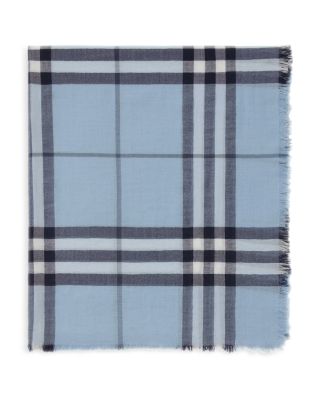 Wide Check Lightweight Wool Scarf