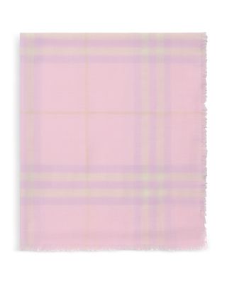 Wide Check Lightweight Wool Scarf