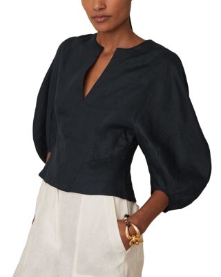 Remi Linen Balloon Sleeve Top