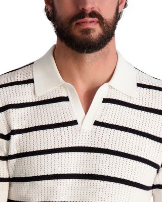 Striped Open Collar Polo Shirt