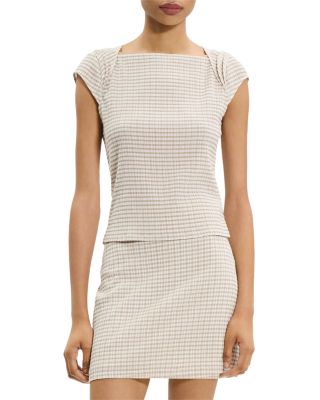 Draped Cap Sleeve Crinkle Top