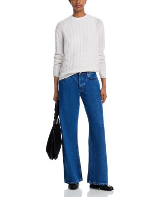 100% Cashmere Cable Knit Crewneck Sweater - Exclusive