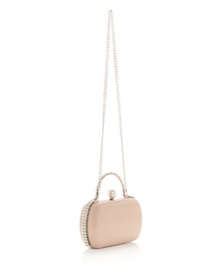 Imitation Pearl Trim Minaudiere Box Clutch - Exclusive