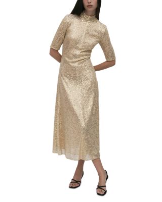 Zip Up Midi Turtleneck Dress