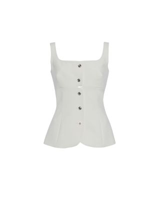 Square Neck Button Front Top