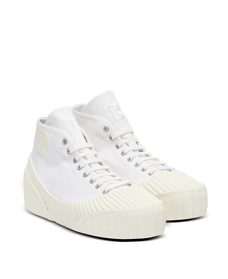 Balmain Riff Low Canvas Sneakers In White