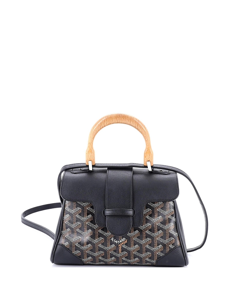 Pre-owned Pre-owned Goyard Goyard Mini Saigon Top Handle Bag Coated Canvas With Leather