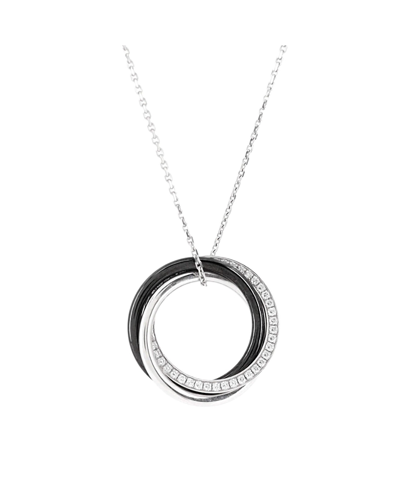Pre-owned Pre-owned Cartier Cartier Small Trinity Pendant Necklace 18k White Gold With Diamonds And Ceramic