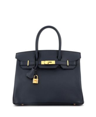 Birkin 30 Handbag Blue Epsom with Rose Gold Hardware