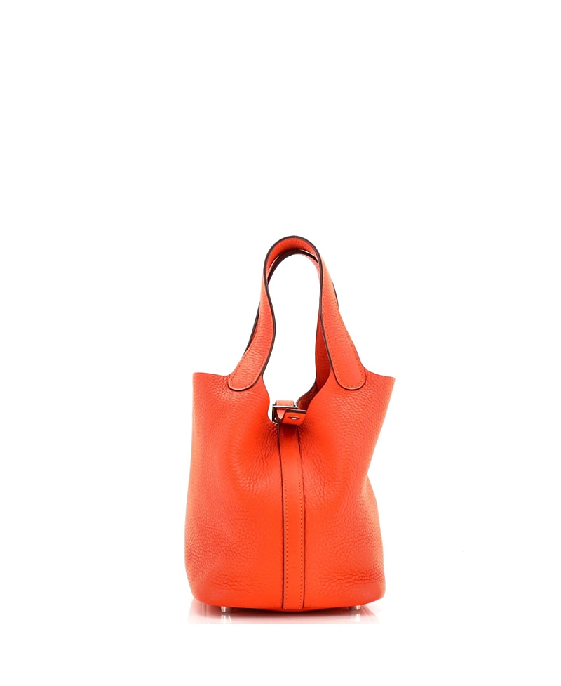 Pre-owned Pre-owned Hermes Hermes Pm Picotin Lock Bag Clemence In Orange