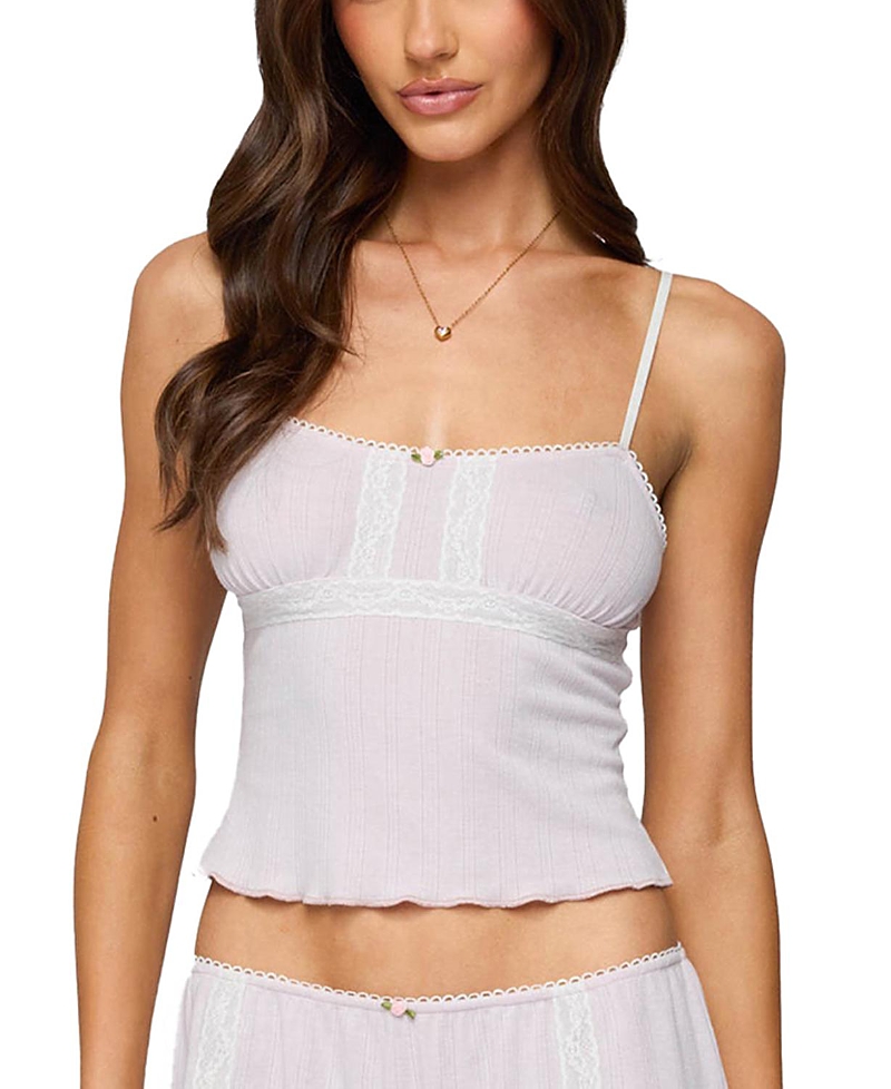 EDIKTED SEPHI LACEY POINTELLE TANK TOP