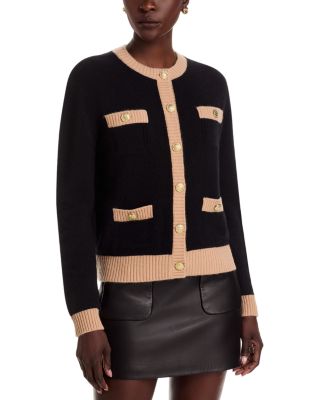 100% Cashmere Contrast Trim Cardigan - Exclusive