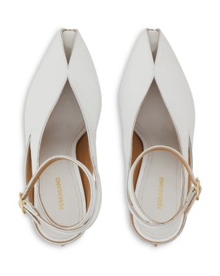 Women's Nero Leather Peep Toe Wedge Pumps