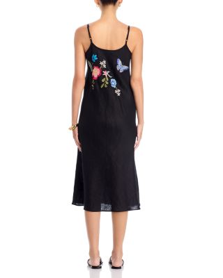 Embroidered Linen Slip Dress