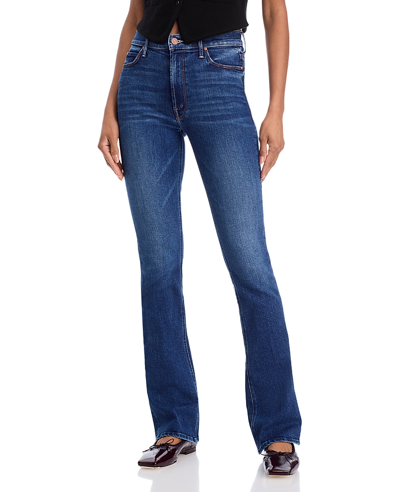 Mother High Waisted Runaway Jeans In Start Your Engines In Blue