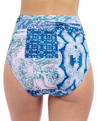 Karma Printed Center Ruched Tankini &amp; Karma Shirred High Waist Bottom