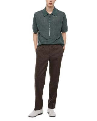 Regular Fit Half Zip Linen Polo Sweater