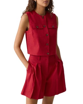 Fitted Sleeveless Linen Vest