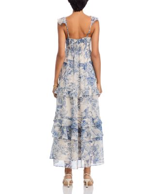 Floral Toile Ruffle Midi Dress - Exclusive