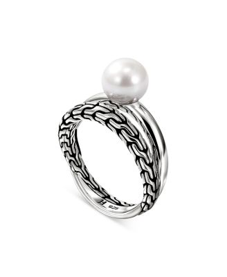 Sterling Silver JH Essentials Cultured Freshwater Pearl Crossover Statement Ring