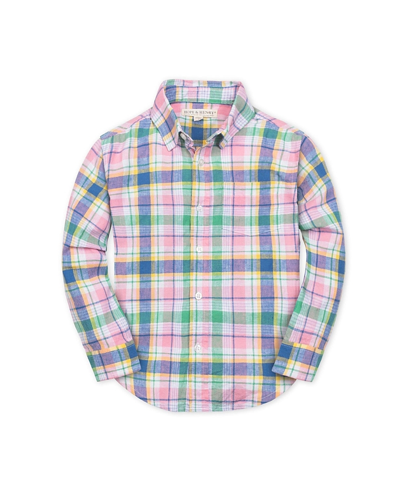 Hope & Henry Boys' Long Sleeve Linen Button Down Shirt - Baby