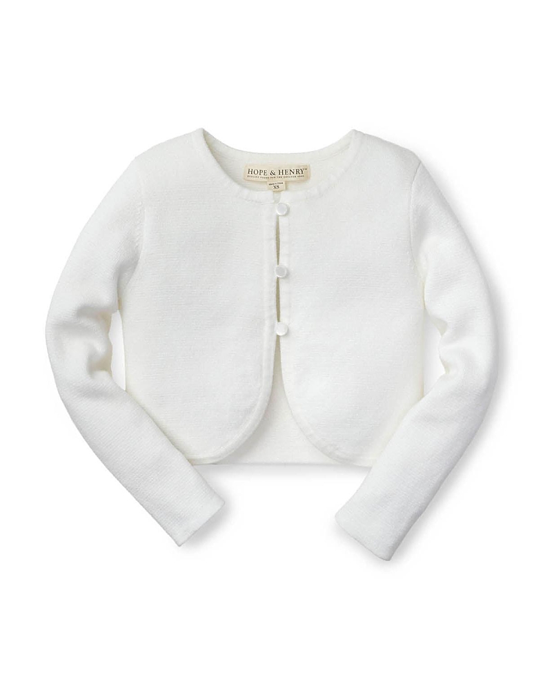 Hope & Henry Girls' Organic Cropped Curved Hem Cardigan - Baby