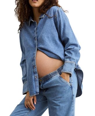The Drapey Denim Maternity Boyfriend Shirt
