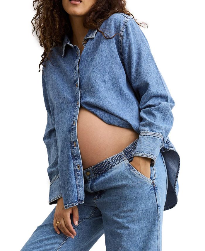 The Drapey Denim Maternity Boyfriend Shirt