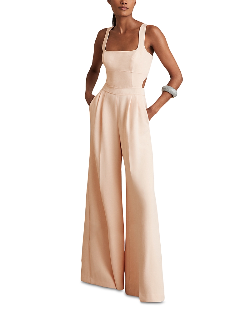 Reiss Dion Wide Leg Jumpsuit In Neutral